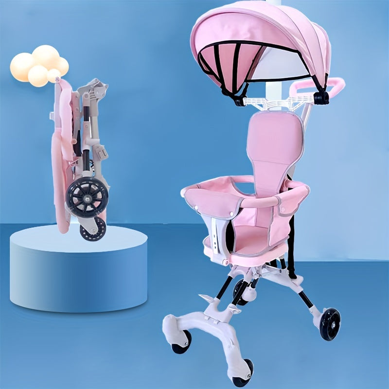 Foldable Baby Stroller with Roof & 4 Wheels