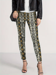 Snake Print High Rise Stretch Leggings
