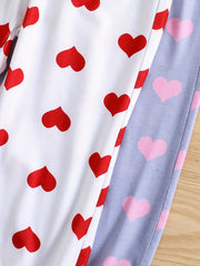 2Pcs Toddler Girls Heart Print Jogger Pants