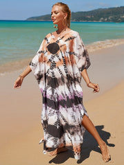  Tie Dye V Neck Cover Up Dress