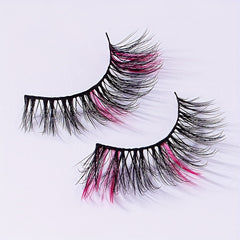 5 Pairs Colored Fluffy Crisscross Pink False Eyelashes