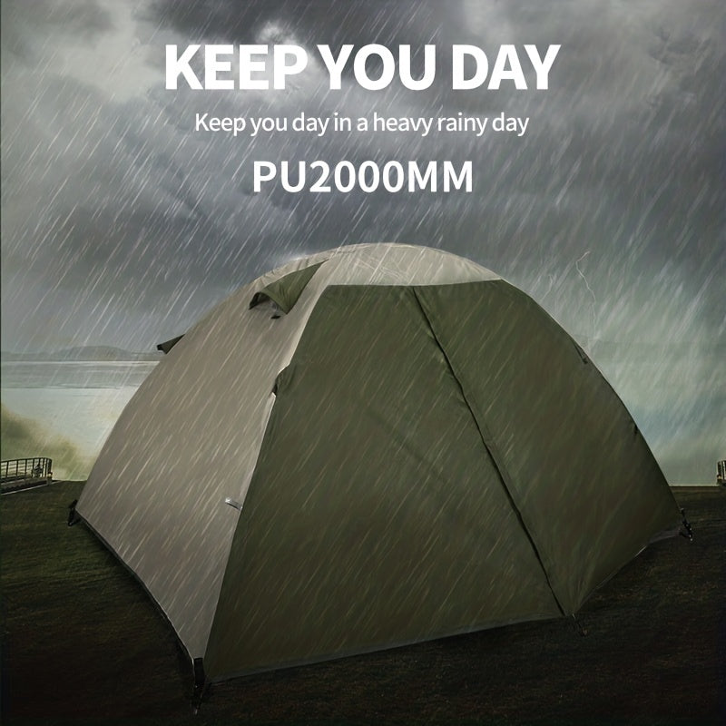 Double Layer Portable Tent with Rain & Wind Protection for Camping