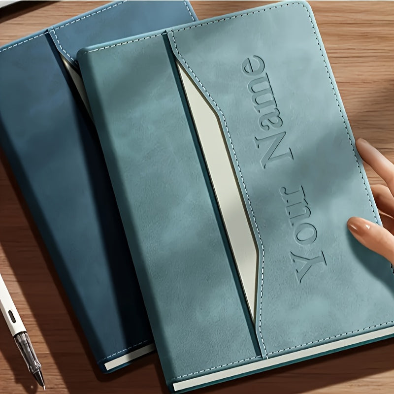 A5 Faux Leather Notebook w/ Personalization Laser Engraved Light & Pocket