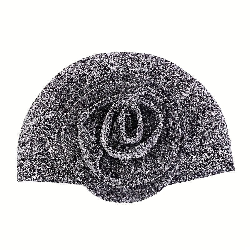 Silvery Glitter Flower Turban Cap Ramadan Headwrap Head Scarf Hijab Hats