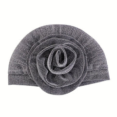 Silvery Glitter Flower Turban Cap Ramadan Headwrap Head Scarf Hijab Hats