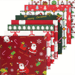 8pcs Christmas Fabric Set Quilting Cotton Craft Fabric Pre Cut Squares