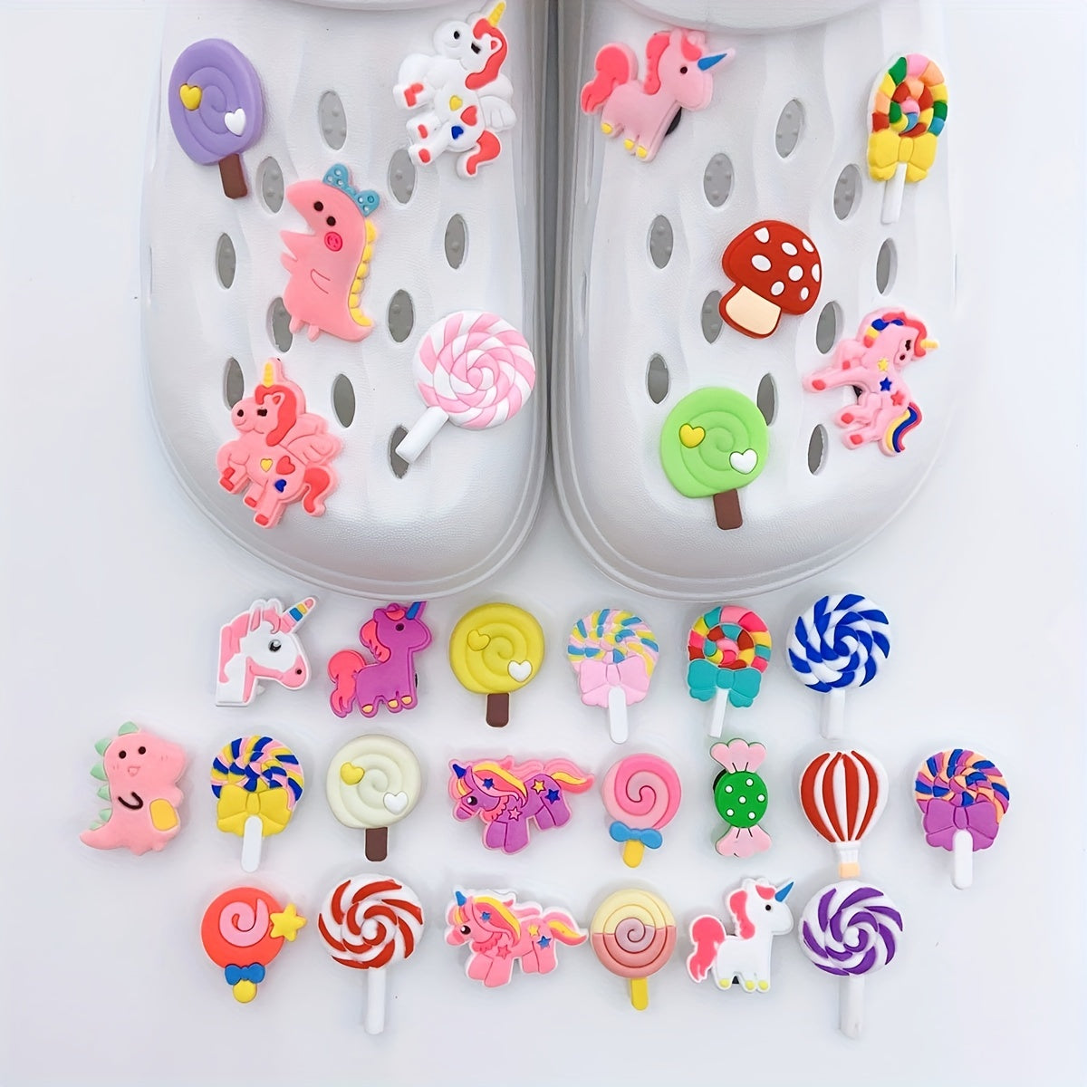 Rainbow Horse Lollipop Shoe Charm Buckle DIY Sandals Accessories