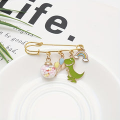 Dino Balloon Rainbow Bridge Brooch Cartoon Pin Anti-light Buckle