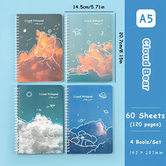 4PCS Astronaut Stationery Set: A5 Spiral Notebook, Handbook & Line Book