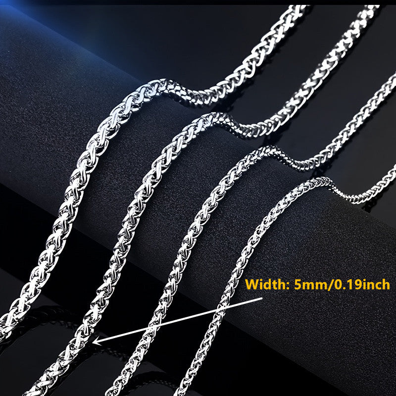 Men's Stainless Steel Cut Rope Chain Necklace Dragon Bone Necklace