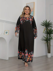  Floral Print Long Sleeve Maxi Dress