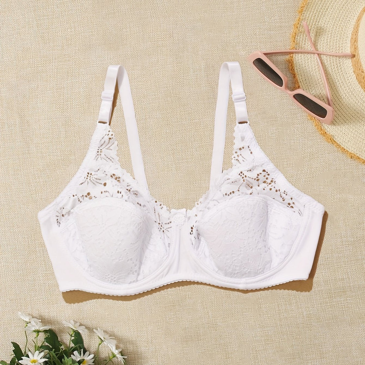  Bra Women's Plus Lace Underwire Lightly Lined Bra