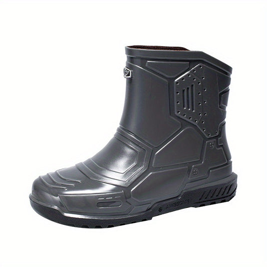 Women's Gray Rain Boots Anti-skid Waterproof Slip On Shoes