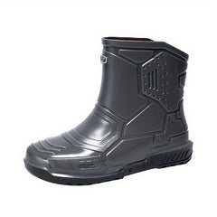 Women's Gray Rain Boots Anti-skid Waterproof Slip On Shoes