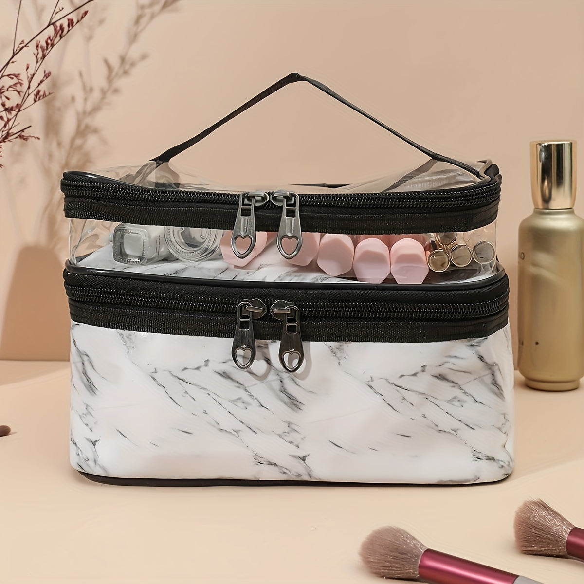 Transparent Cow Pattern Cosmetic Bag Waterproof Makeup Bag
