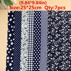 7pcs Navy Cotton Fabric Printed Patchwork Fabric for DIY Sewing