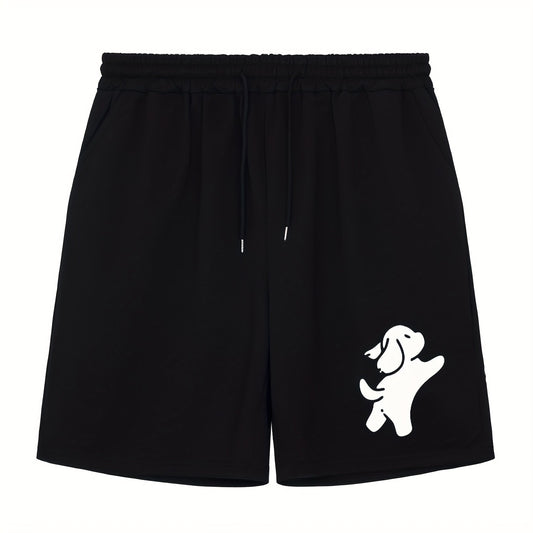 Men's Dog Doodle Print Workout Shorts Active Stretch Drawstring Sports Shorts