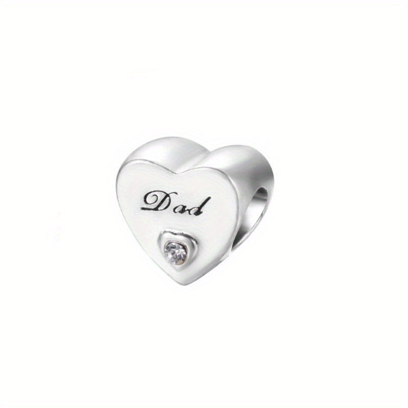 Heart Shape Beads Inlaid Diamond Large Hole Beads for DIY Jewelry