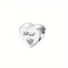 Heart Shape Beads Inlaid Diamond Large Hole Beads for DIY Jewelry