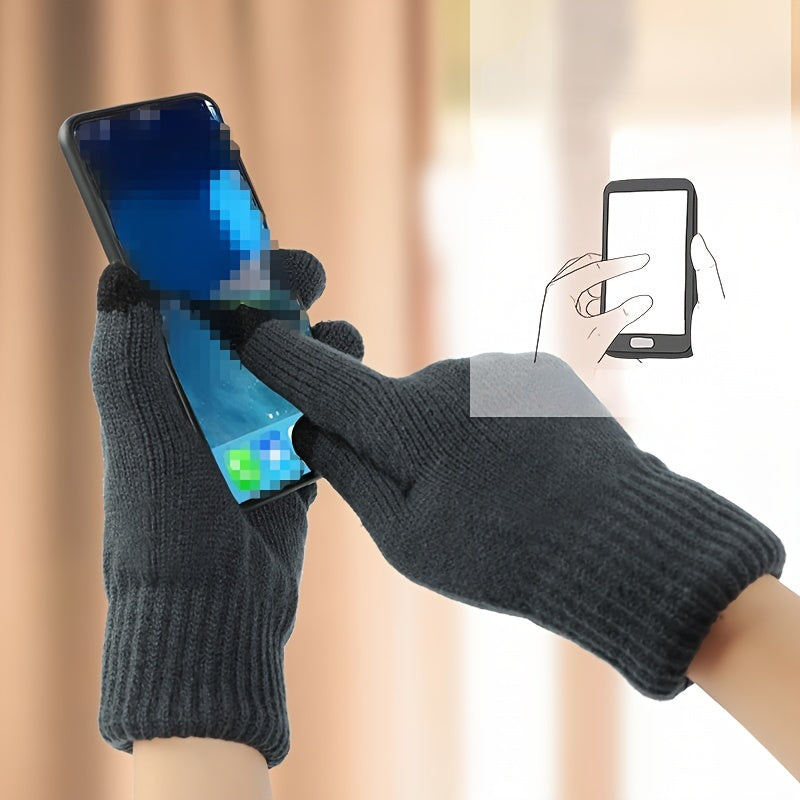 Men's Winter Double-Layer Knitted Riding Gloves