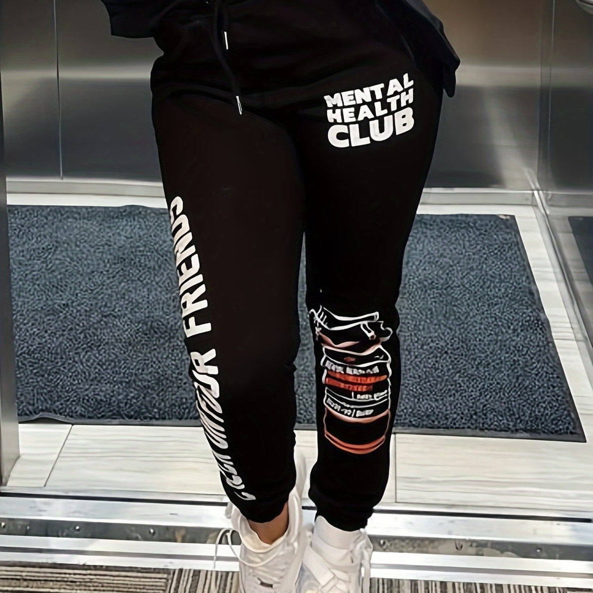 Women's Plus Slogan Print Sporty Pants