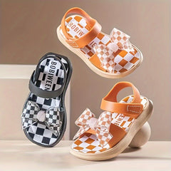 Plaid Open Toe Baby Sandals Lightweight Breathable