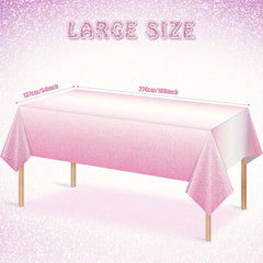 Pink Plastic Tablecloth for Parties Gradient Pastel Pink Disposable Tablecloth