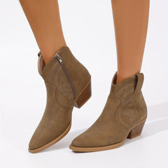 Women's Chunky Heel Western Ankle Boots