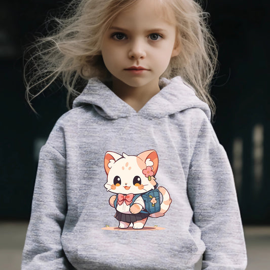 Girls Cat Graphic 2pcs Set Activewear for Spring Fall Sports