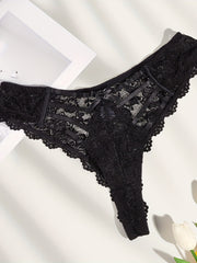  Floral Lace Cut Out High Waist Panties