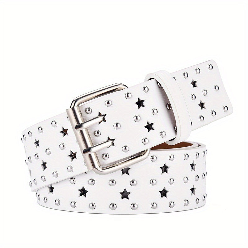 Women's Vintage Star Hollow Belt PU Leather Pants Jeans Belts