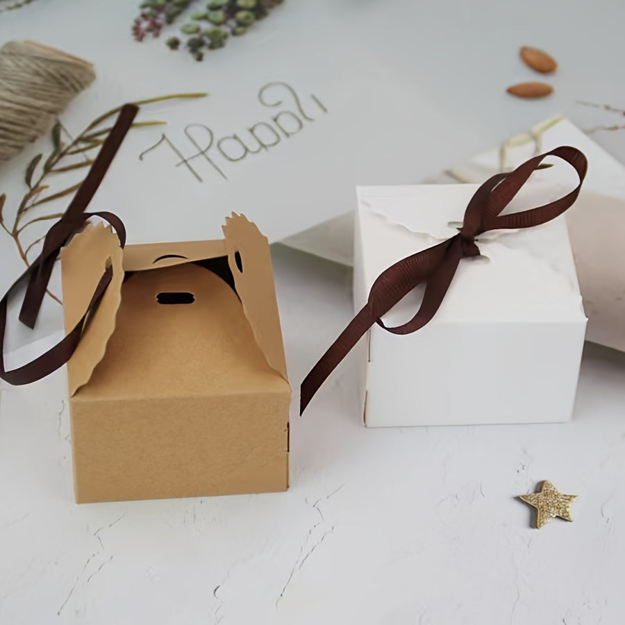 50pcs Wave Cowhide Carton Ribbon Bow Solid Hand