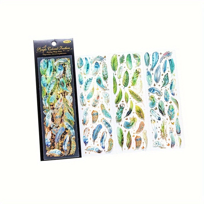 3pcs Dream Feather Sticker Pack Vintage Scrapbooking Label Diy Journal