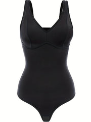 Seamless Thong Shaping Bodysuit V Neck Tummy Control Slimmer Body Shaper