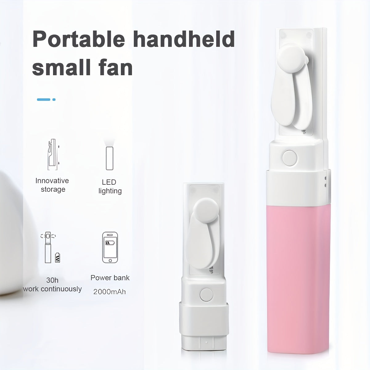 3pcs Folding Fan USB Rechargeable Portable Desktop Fan