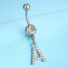 Zircon 26 Letters Belly Button Ring Navel Piercing