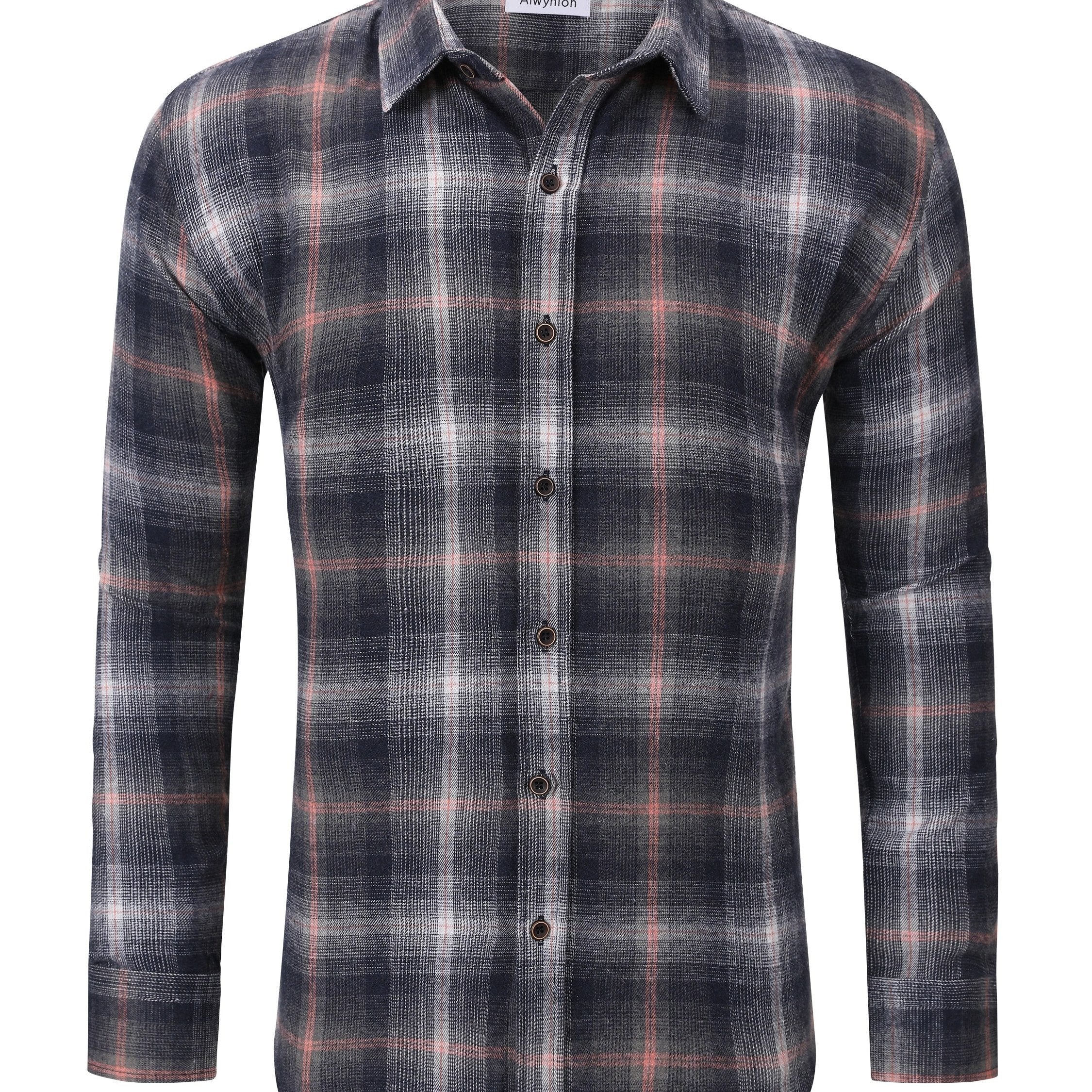 Plaid Pattern Print Men's Casual Button Up Long Sleeve Shirt