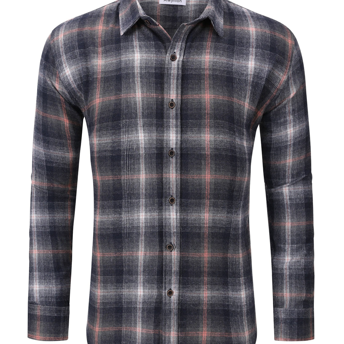 Plaid Pattern Print Men's Casual Button Up Long Sleeve Shirt