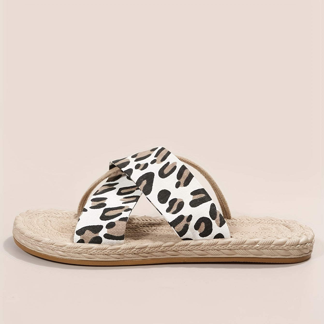 Leopard Print Beach Sandals Lightweight Open Toe Slippers
