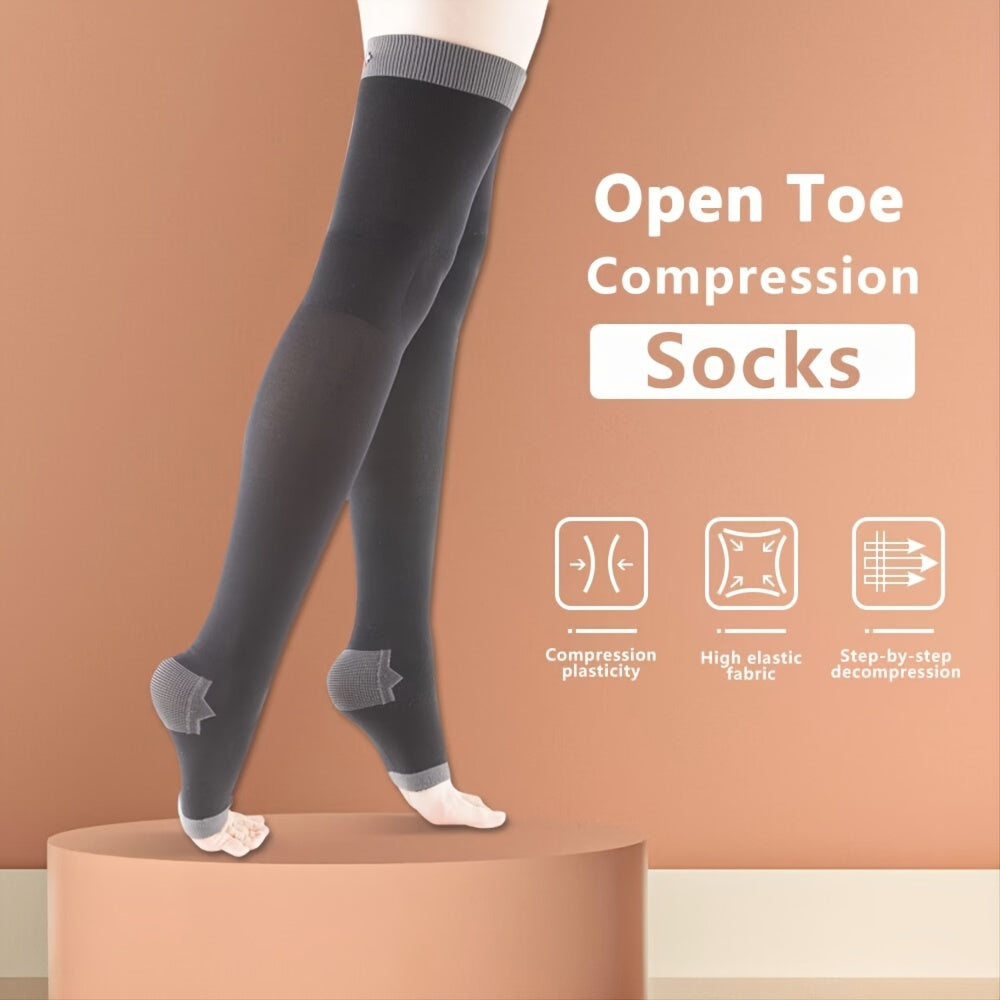 Open Toe Compression Socks Thigh High Toeless Sleep Compression Stockings