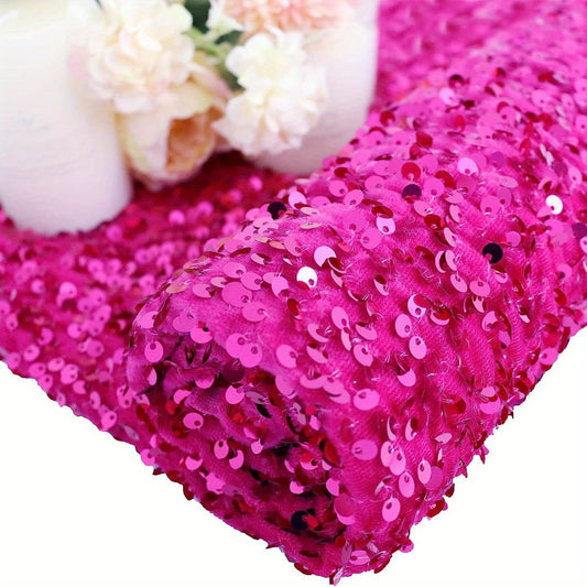 Velvet Sequin Fabric Glitter Embroidery DIY Sewing Wedding Dress Pillowcase