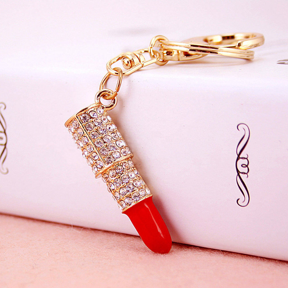 Crystal Rhinestone Lipstick Keyring - Sparkle and Shine