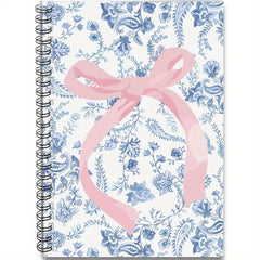 Pink Bow Tie Spiral Notebook Floral 100 Pages Perfect Gift
