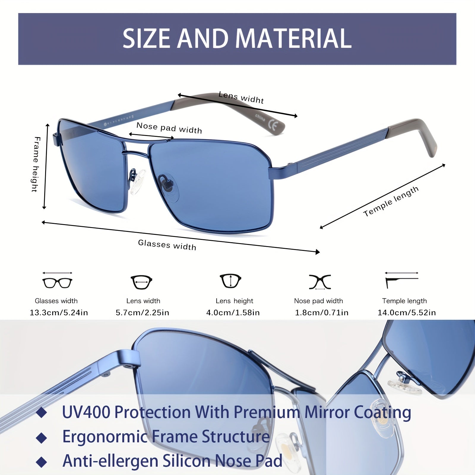 VIVIENFANG Retro Square Frame Aviator Sunglasses UV Protection