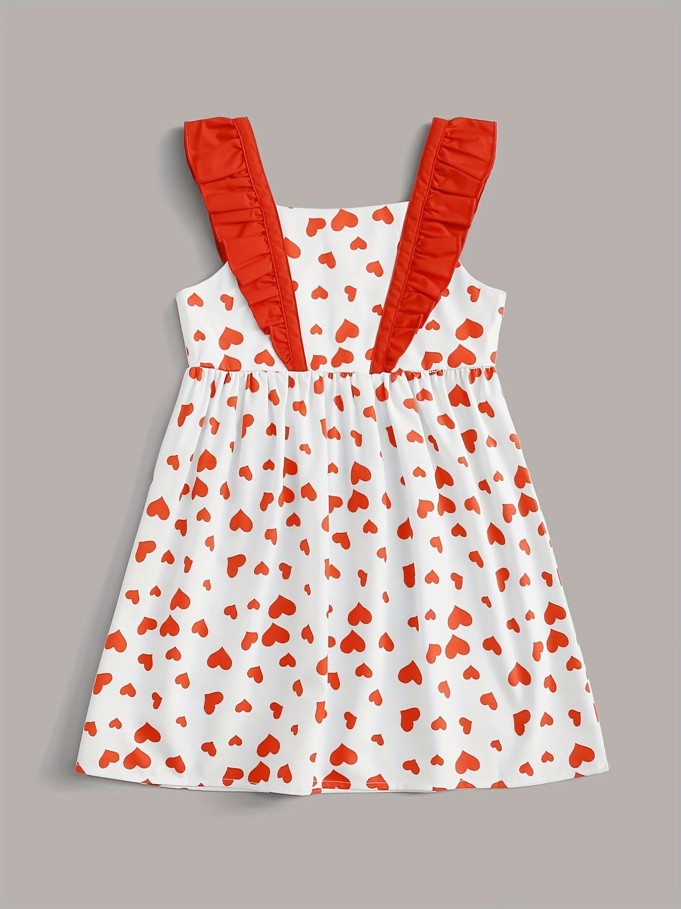 Toddler Girls Heart Graphic Bow Princess Dress For Party Beach