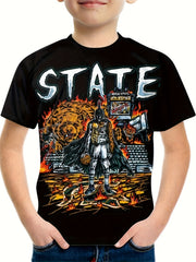 Kids STATE Knight 3D Print Tee Shirt Round Neck Tee