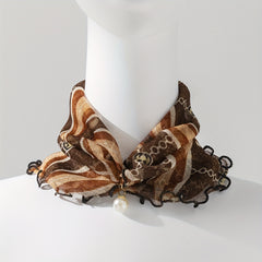 Leopard Chain Print Ruffle Scarf Elastic Neckerchief Breathable Infinity Scarf