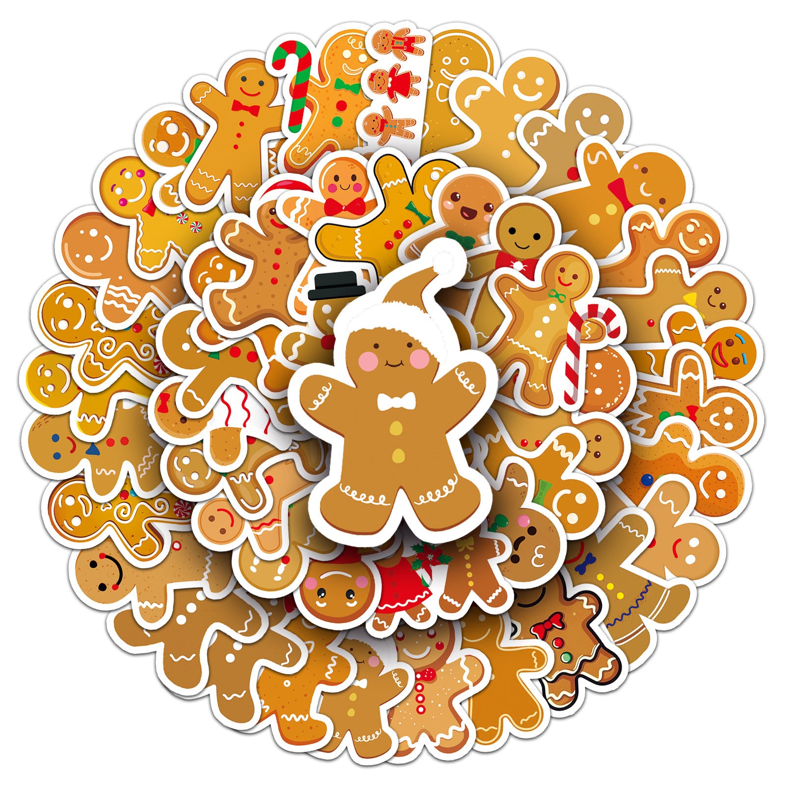 50pcs Gingerbread Christmas Stickers for DIY Crafts