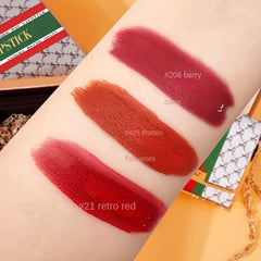 Matte Lipstick Set 3 Colors Lip Stick With Green Chain Bag