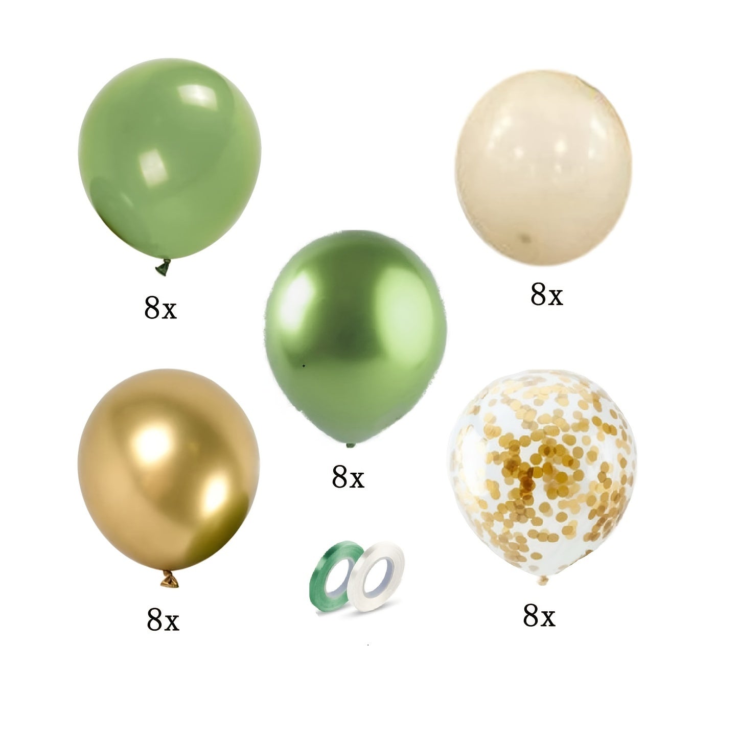 42pcs Ivory Vintage Avocado Green Balloon Chain Set for Birthday Party